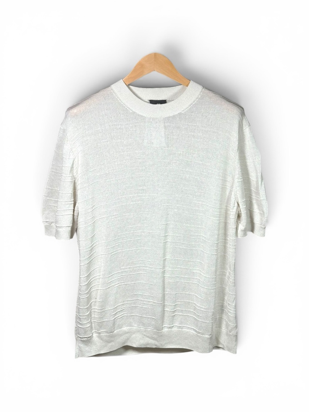 H&M Men’s Textured Knit Short Sleeve Sweater Crewneck Shirt XL